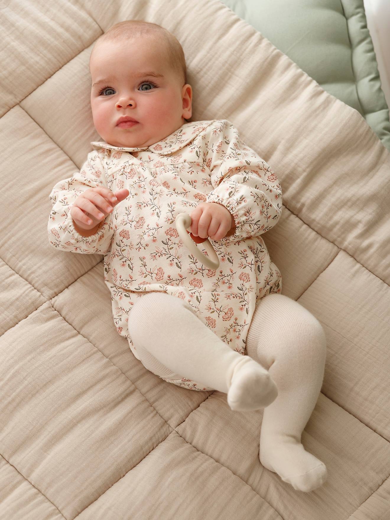 Vertbaudet Baby Overall mit langen Ärmeln - wollweiß