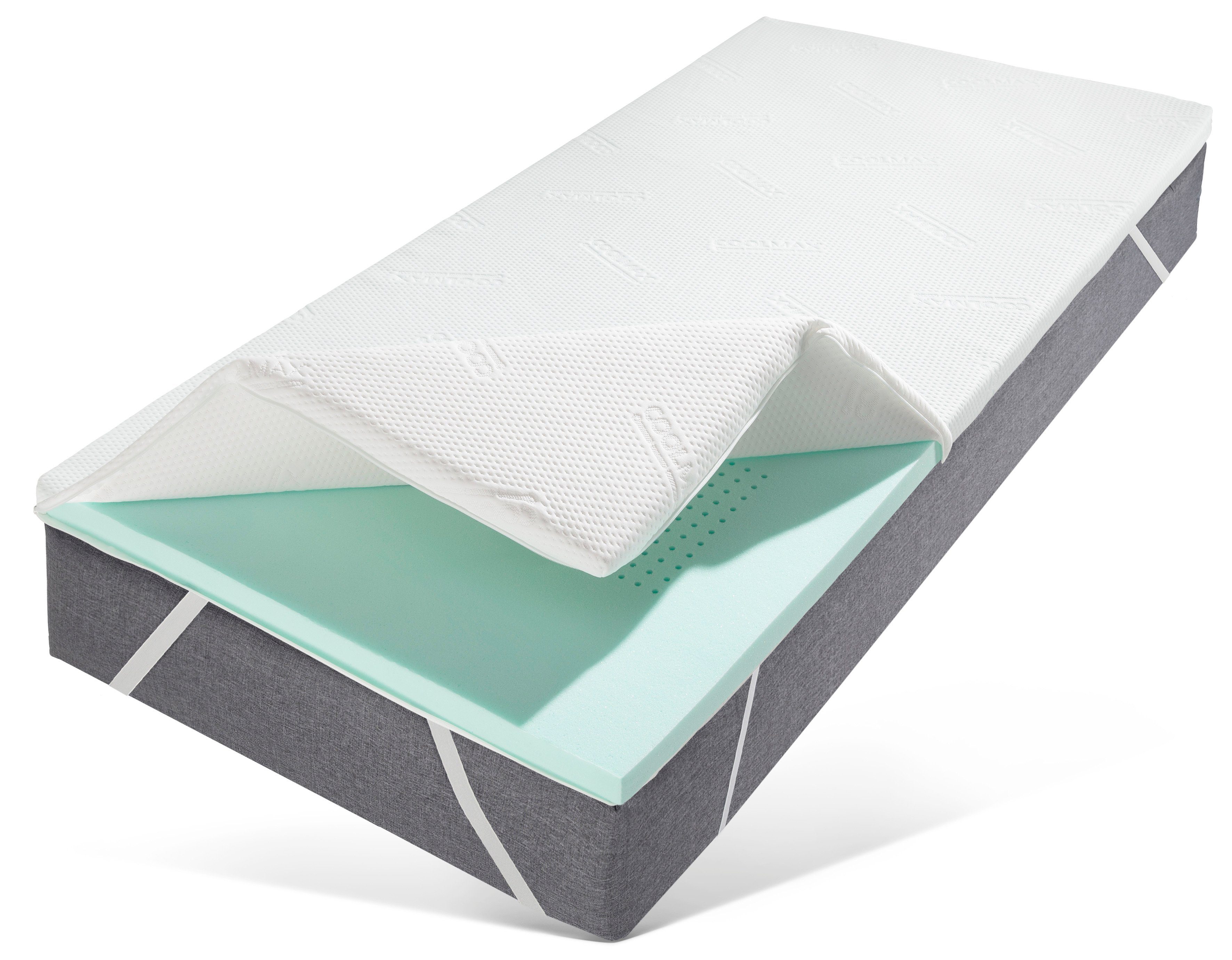 Topper Aquam, Topper in 4 Härtegraden, ideal für Boxspringmatratzen, my home, 5,5 cm hoch, Kaltschaum, mit kühlendem Coolmax-Bezug, 90x200, 140x200 und weitere Größen