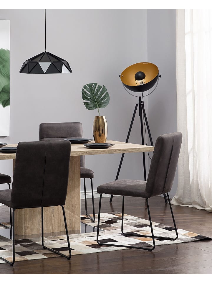 Beliani Stehleuchten THAMES in Schwarz/Gold - (W) 60 x (H) 170 x (L) 60 cm günstig kaufen onesize
