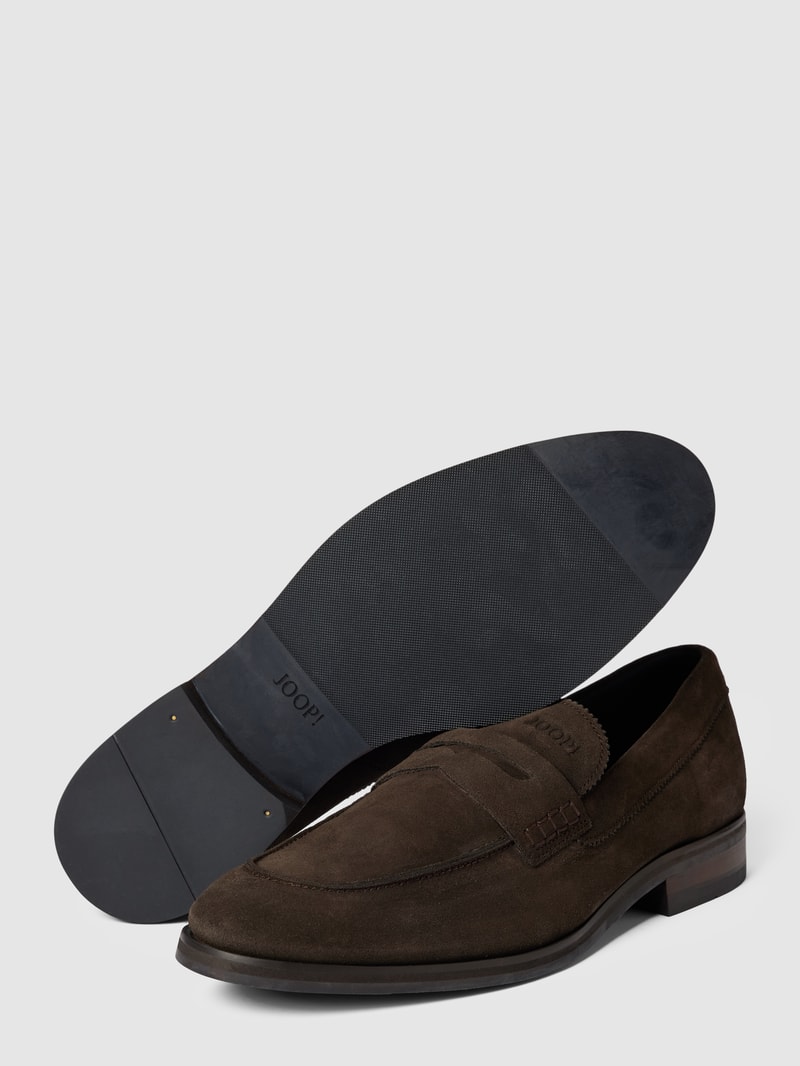 Penny-Loafer mit Label-Details in dunkelbraun