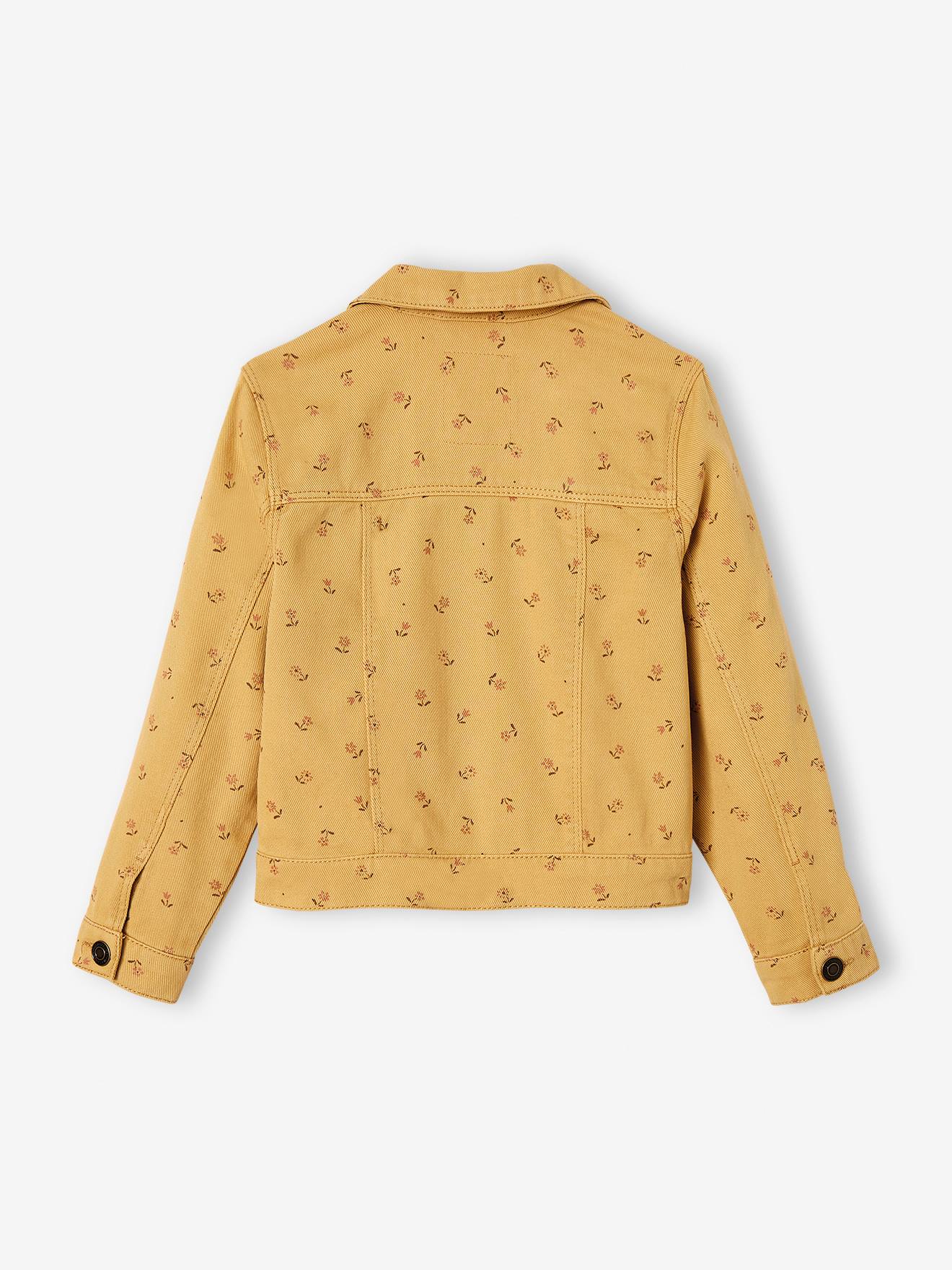Vertbaudet Mädchen Jacke mit Blumenmuster - senfgelb