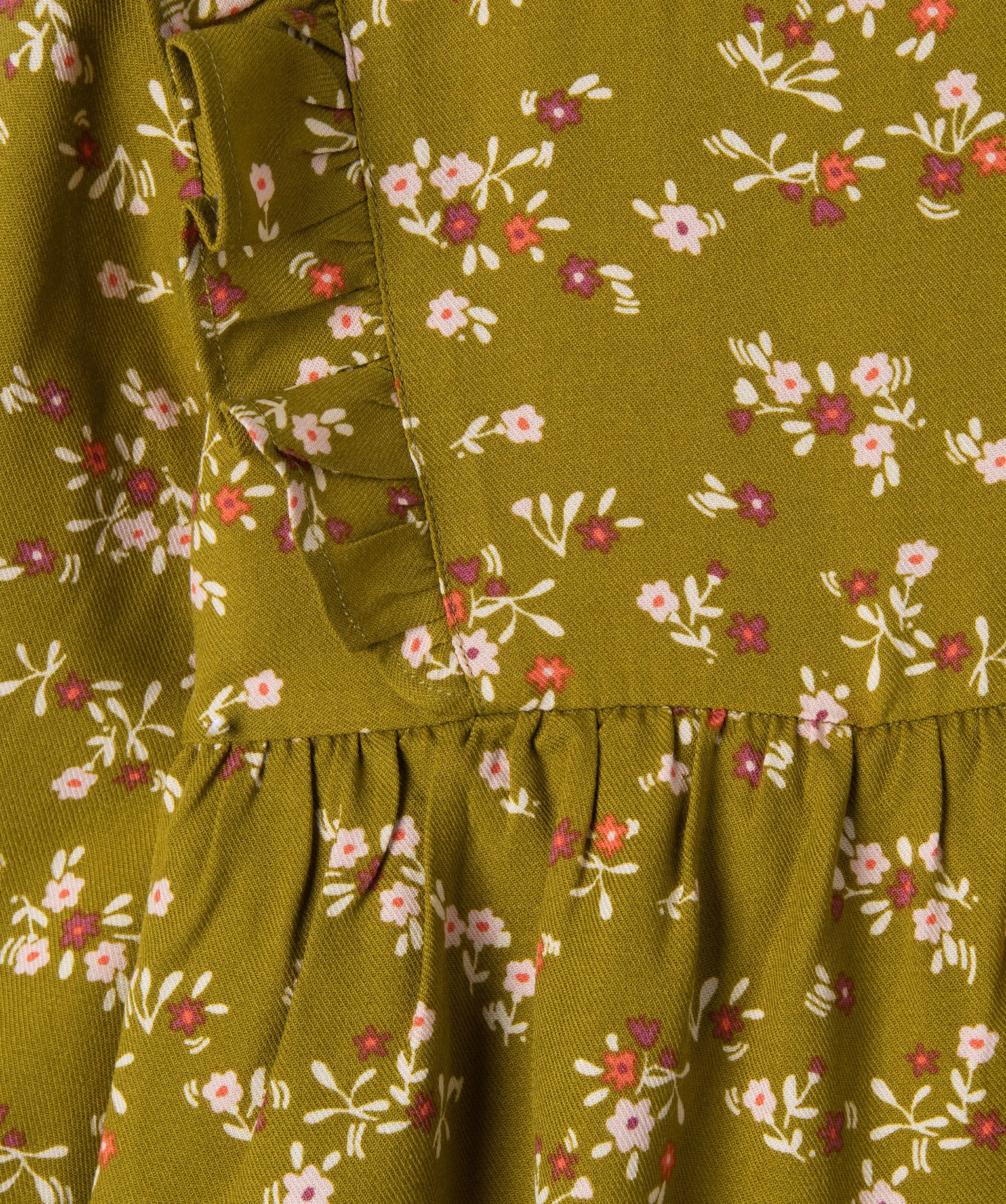 Blouse bébé fille imprimée avec volants sur le haut du buste vert | GEMO