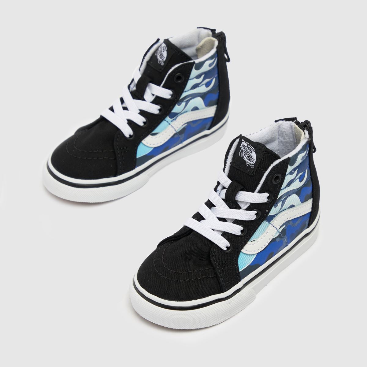 Vans svarta och blåa sk8-hi dragkedja camo flame pojkar småbarnssneakers