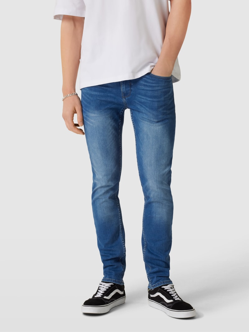 Slim Fit Jeans mit Label-Patch Modell 'Jet' in bleu