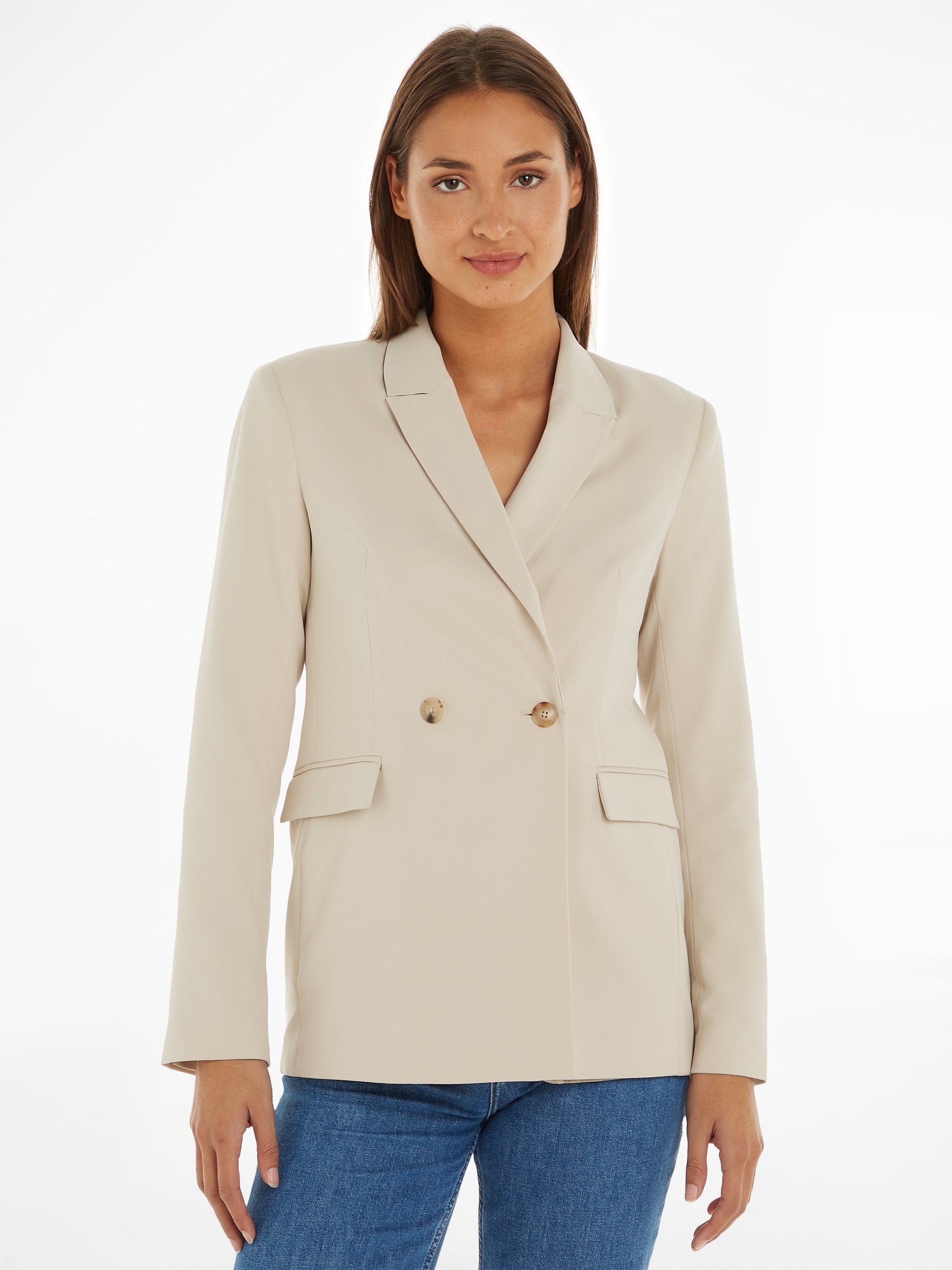 Tommy Hilfiger Kurzblazer VIS POLY BLEND DB SLIM BLAZER im modischem Doppelreiher