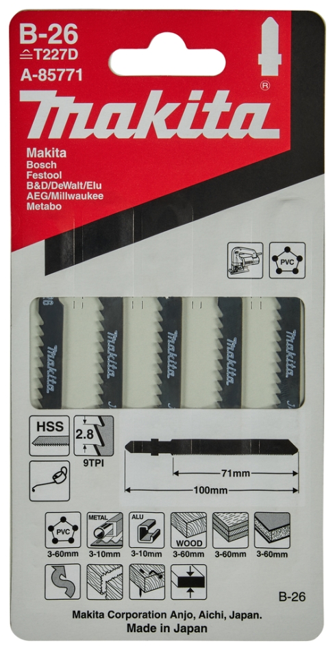 Akcesoria Makita A-85771 Brzeszczot do wyrzynarki B26 5 sztuk