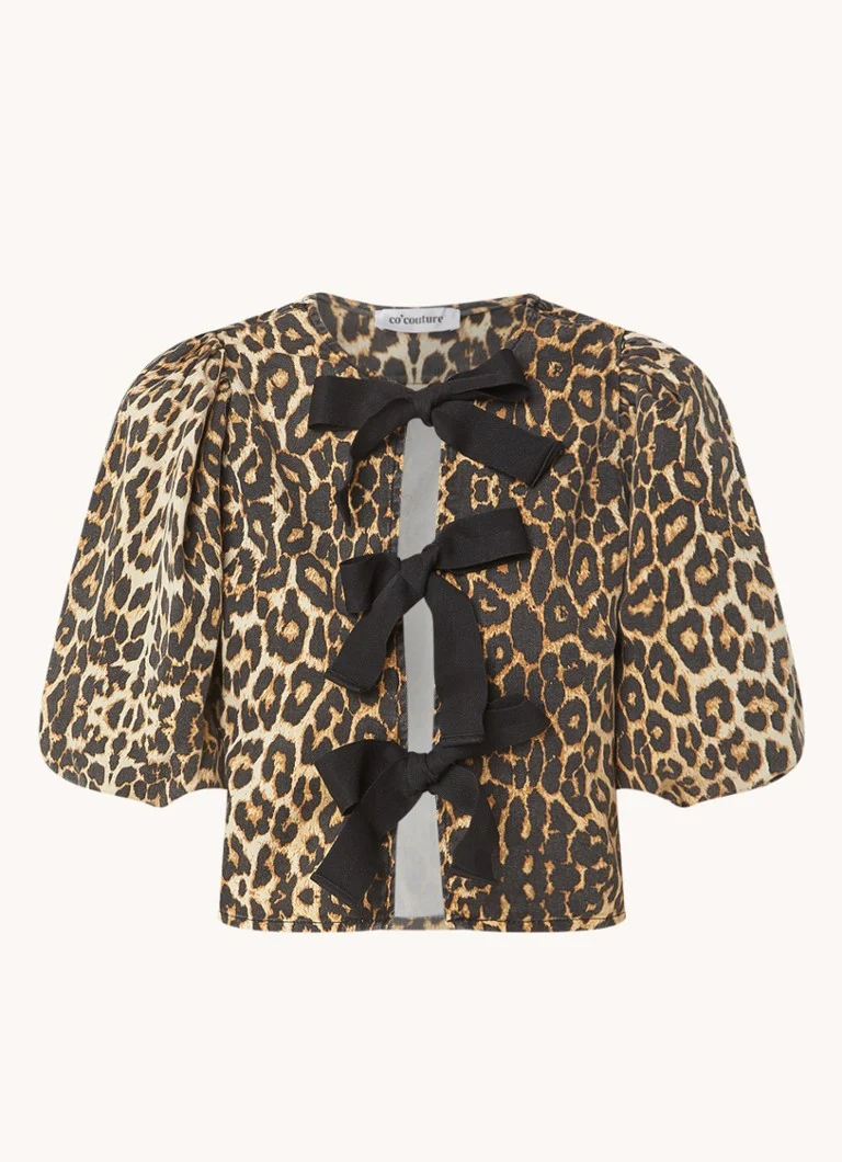 Top Co'Couture Leo s leopardím vzorom a balónovým rukávom