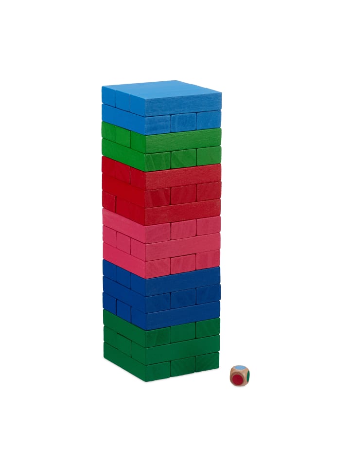 relaxdays Wackelturm in Bunt - (B)7,5 x (H)24,5 x (T)7,5 cm günstig kaufen onesize