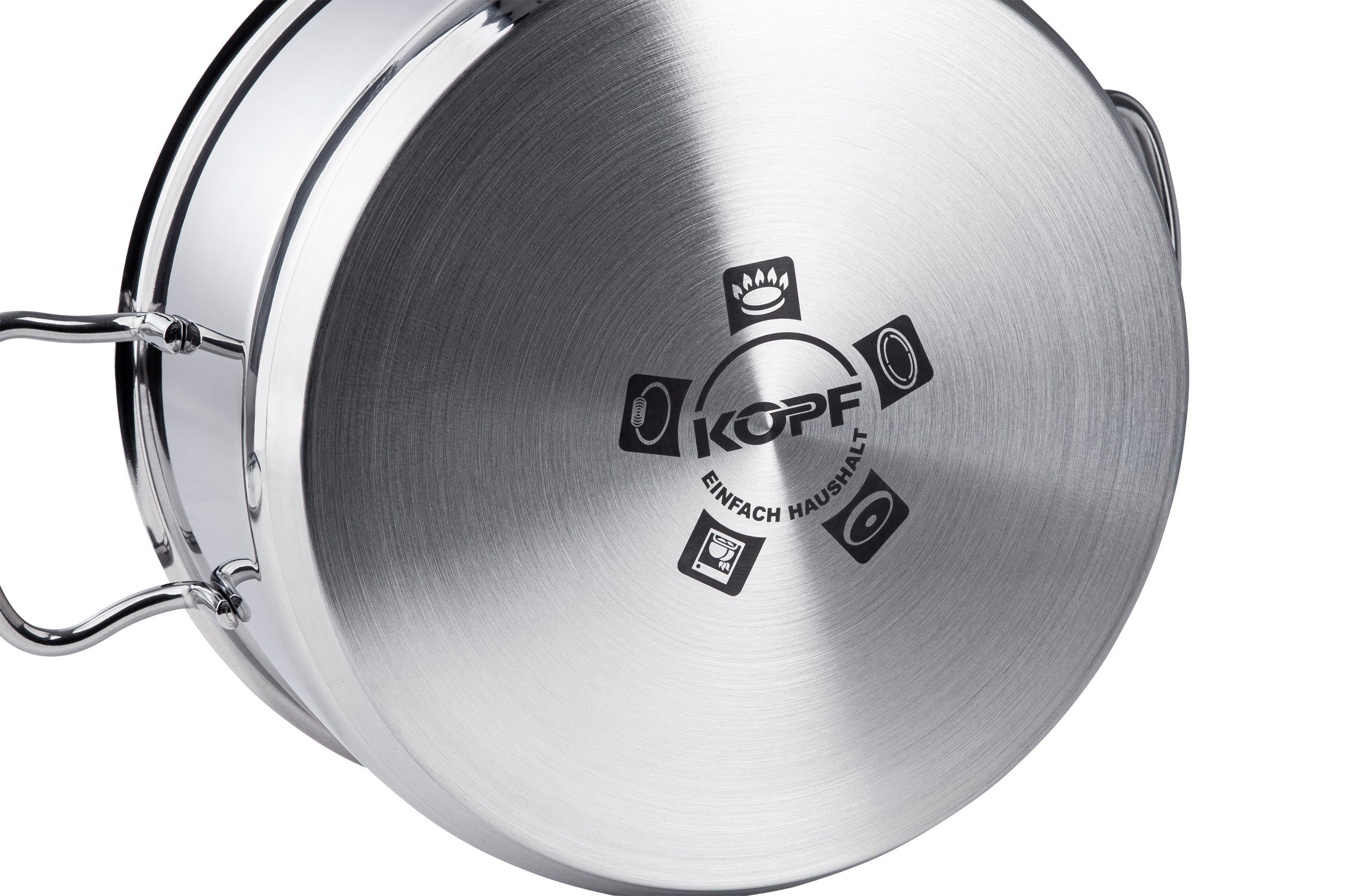 Kopf Topf-Set Merkur 6-tlg, Edelstahl (6-tlg), Induktion, mit Schüttrand, Literskala und Glasdeckel