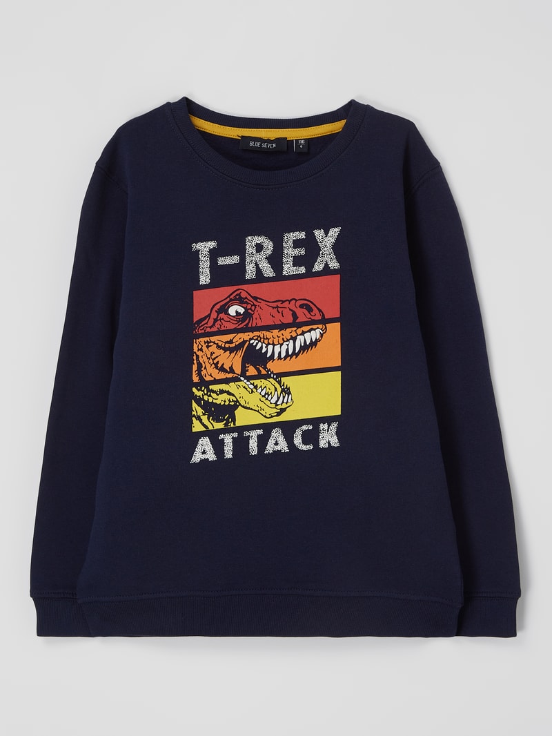 Sweatshirt mit Dino-Print in marineblau