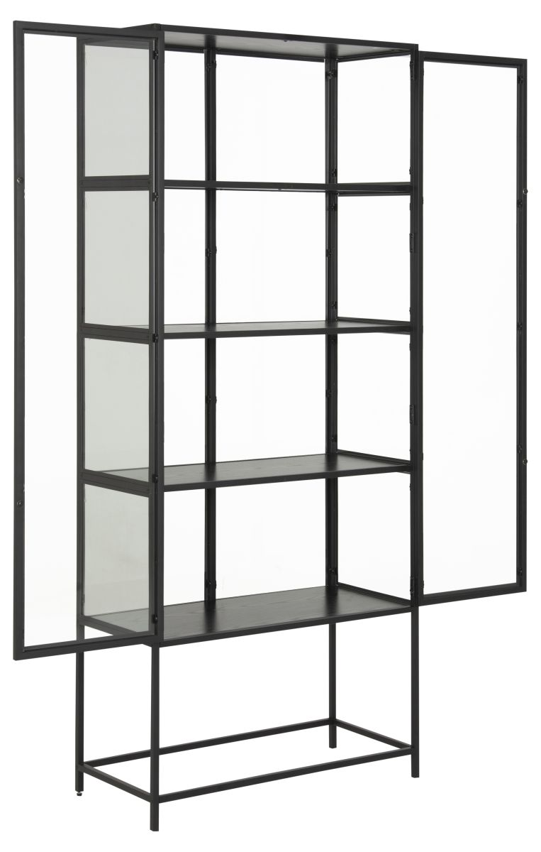 Vitrine Seaford Glas Schwarz 77 x 186 cm