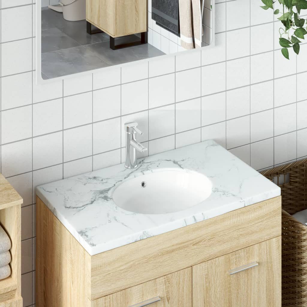 vidaXL Waschbecken Waschbecken Weiß 33x29x16,5 cm Oval Keramik