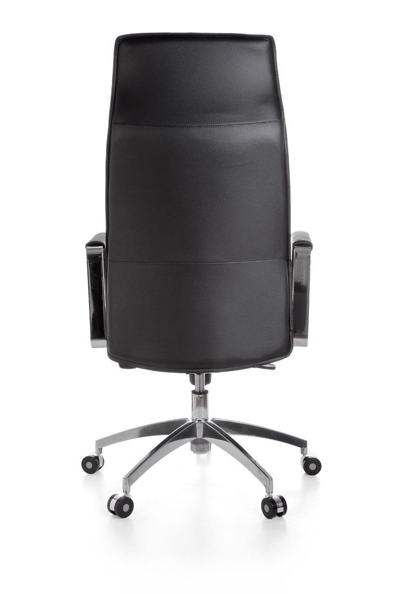 Amstyle Drehstuhl SPM1.137 (Echtleder Schwarz, Bürostuhl XXL 120 kg Modern), Schreibtischstuhl Drehbar, Chefsessel mit Armlehne