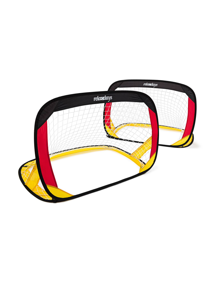 relaxdays 2er Set Fußballtor in Schwarz/Rot/Gold- (B)119 x (H)80 x (T)83 cm günstig kaufen onesize