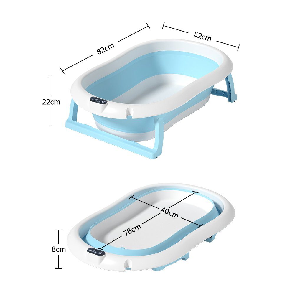 DAKYAM Babybadewanne Badewanne Babywanne faltbar mit verstellbarer Netz–Matratze blau/rosa