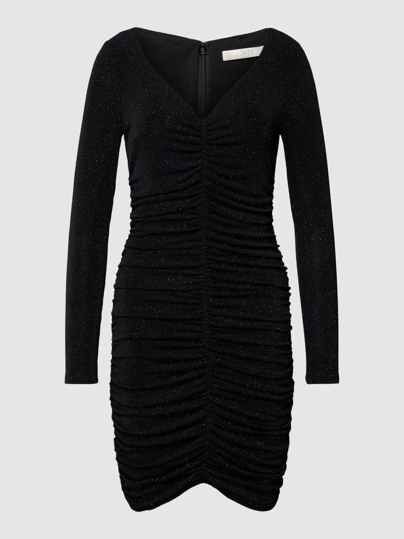 Cocktailkleid mit Raffungen in schwarz
