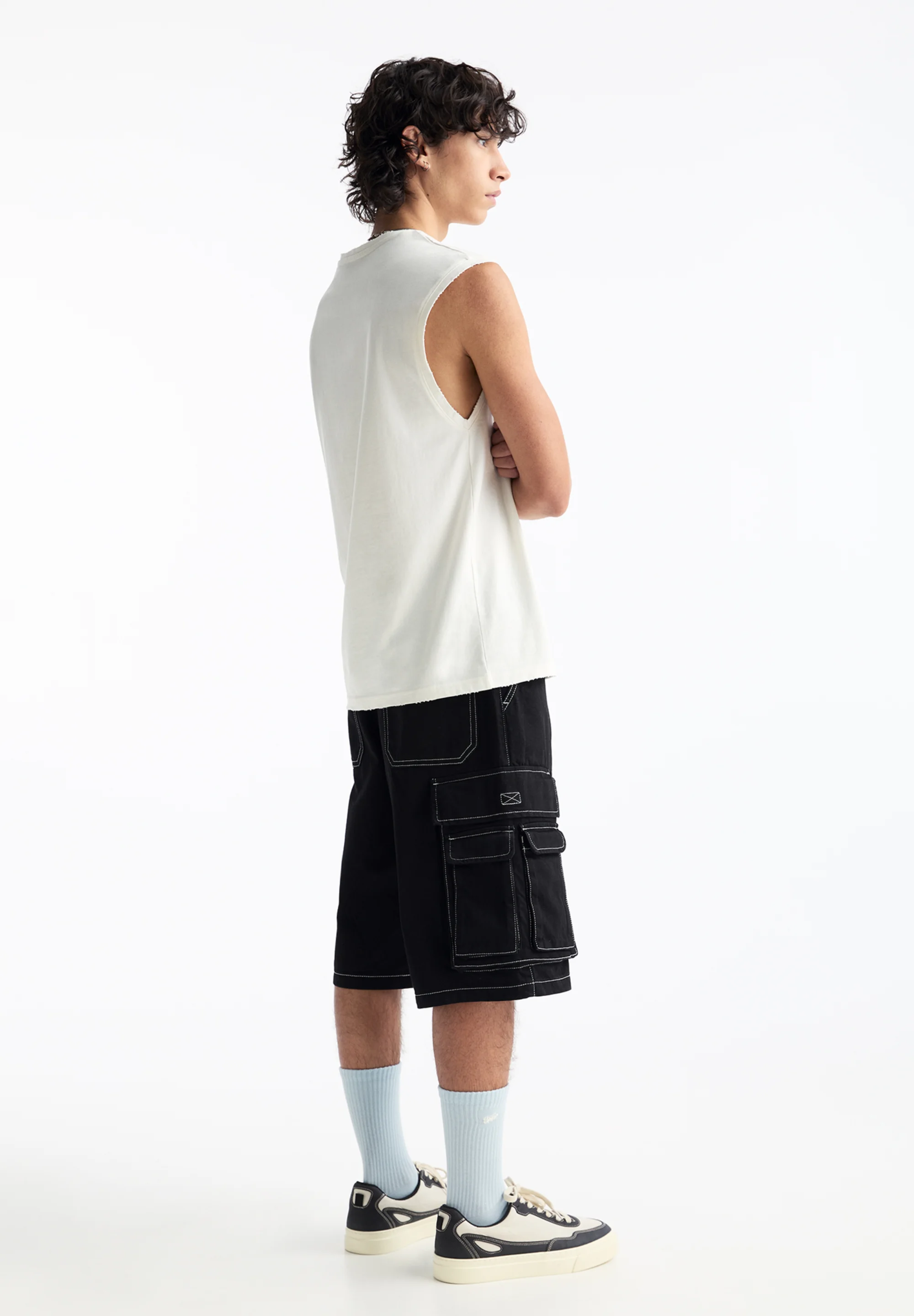 PULL&BEAR CON CONTRASTE - Shorts vaqueros