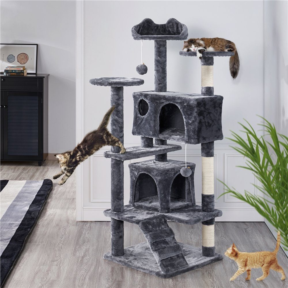 Yaheetech Kratzbaum, Stabiler Katzenbaum, Kletterbaum für Katzen Höhe 137 cm