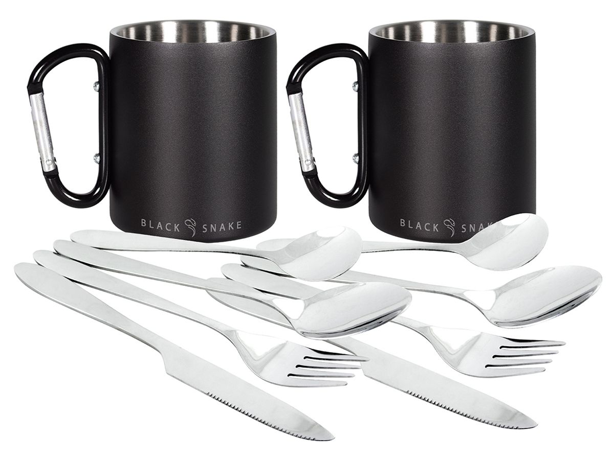 Black Snake 2-Personen Karabiner Haken Tasse und Essbesteck