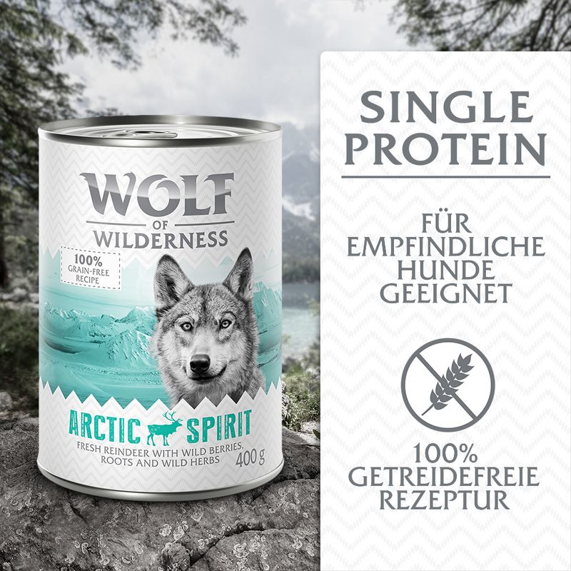 Sparpaket Wolf of Wilderness Adult 24 x 400 g - Single Protein