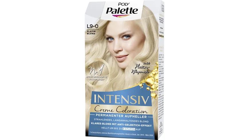 POLY PALETTE Intensiv Creme Coloration Permanenter Aufheller Platin Blond L9-0 - Stufe 3