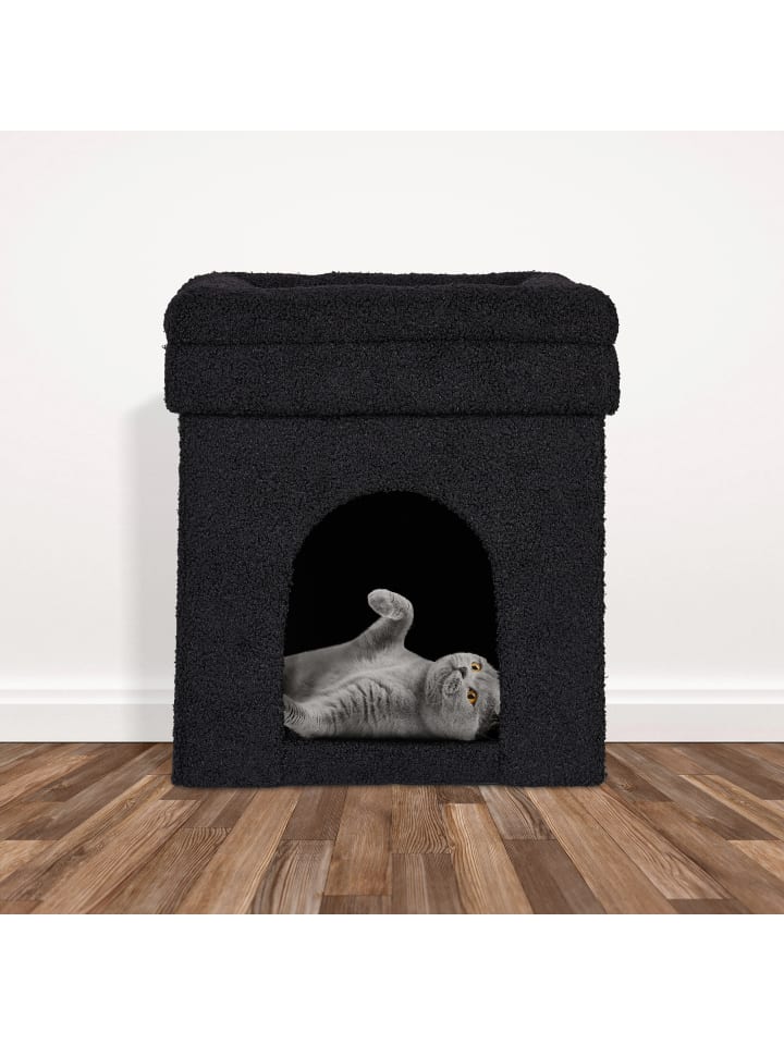 relaxdays Katzenhöhle in Schwarz -  (B)38 x (H)42 x (T)38 cm günstig kaufen onesize
