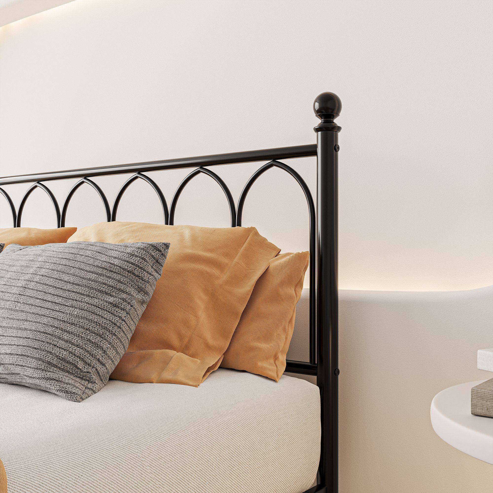 OKWISH Metallbett Einzelbett Jugendzimmer mit Lattenrost ohne Martatze, 120x200cm