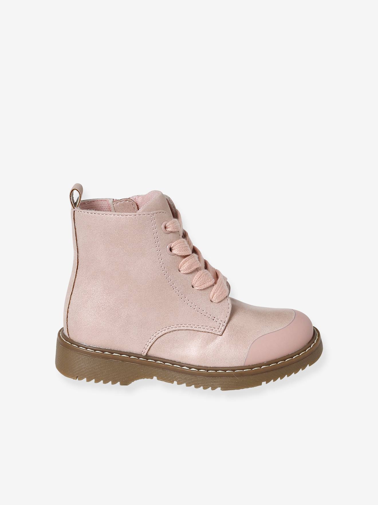 Boots lacées et zippées fille collection maternelle rose