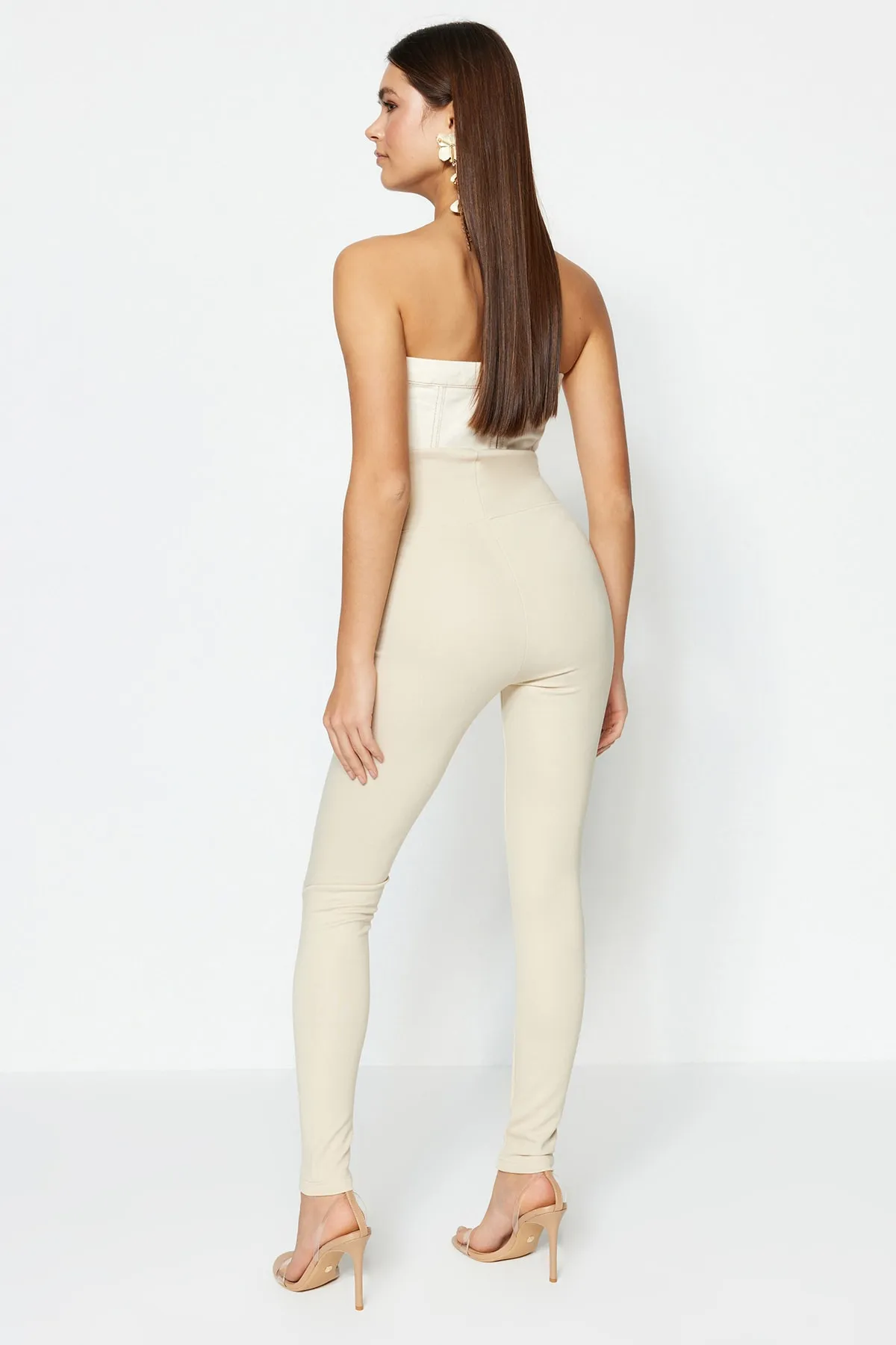 Trendyol Collection  Leggings - Beige - Hoher Bund