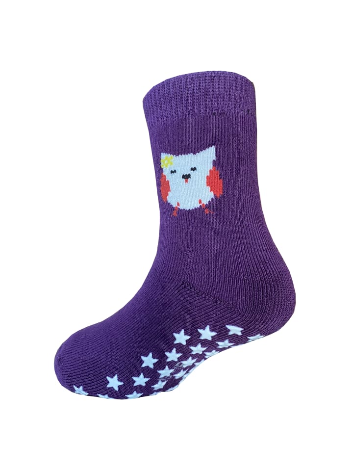Yalion 3er-Set: Antirutschsocken Vollplüsch Eule in Lila  günstig kaufen