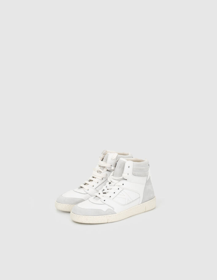 Baskets blanches montantes en mix cuir suédé femme