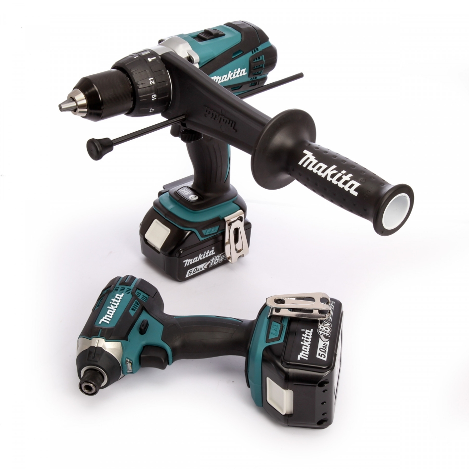 Makita DLX2145TJ Kombinovaná sada 18V 5,0 Ah Li-ion DHP458 akumulátorová příklepová vrtačka + rázový utahovák DTD152 v M-Boxu