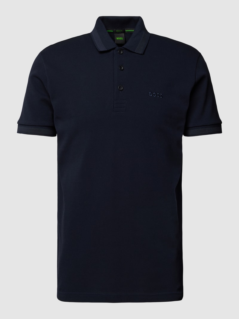 Regular Fit Poloshirt mit Label-Stitching Modell 'PADDY' in marineblau