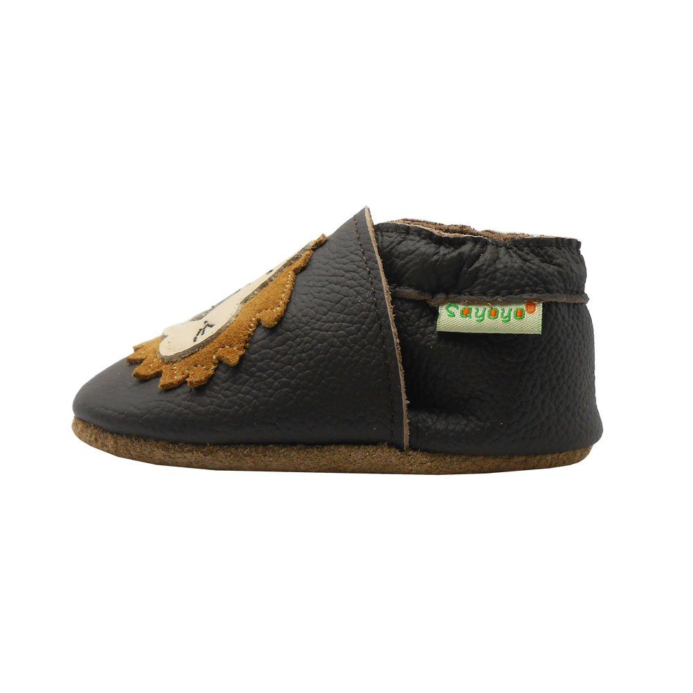 Yalion Weiche Leder Krabbelschuhe Lauflernschuhe Hausschuhe Lederpuschen Löwe 100% Leder Lauflernschuh