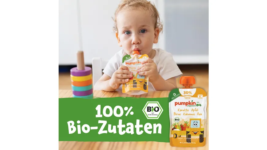 pumpkin organics Bio Quetschie Karotte, Apfel, Birne, Kokos, Reis 100 g