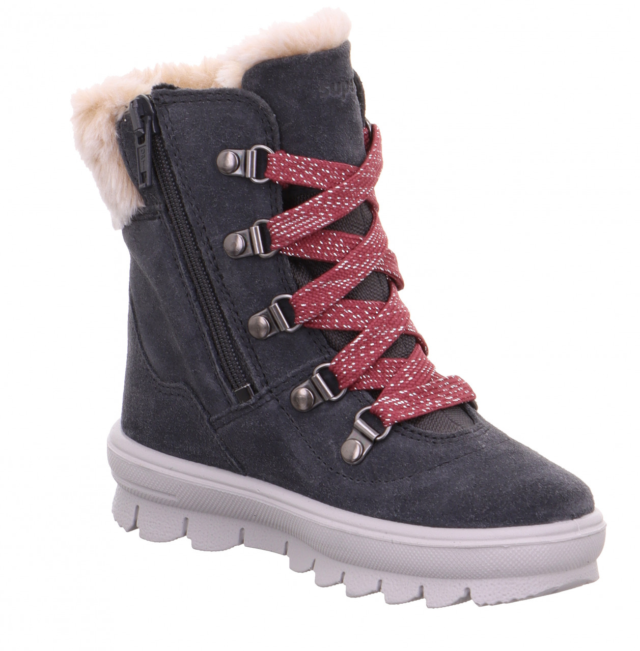 FLAVIA - Grau/Pink Boots mit Reißverschluss