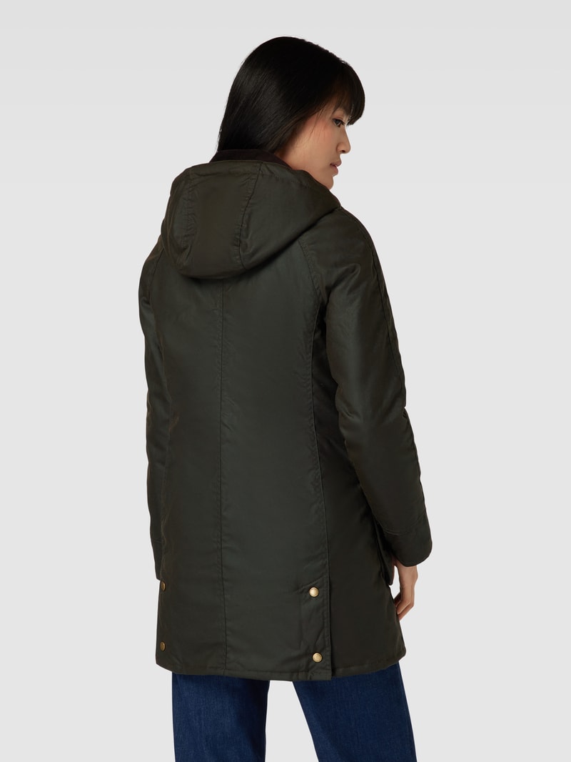 Jacke mit geripptem Umlegekragen Modell 'BOWER' in olivgrün