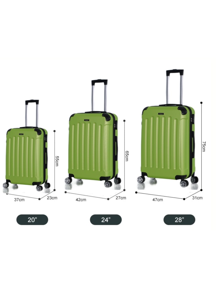 Cheffinger Reisekoffer Koffer 3 tlg Hartschale Trolley Set Kofferset Handgepäck in Grün günstig kaufen onesize