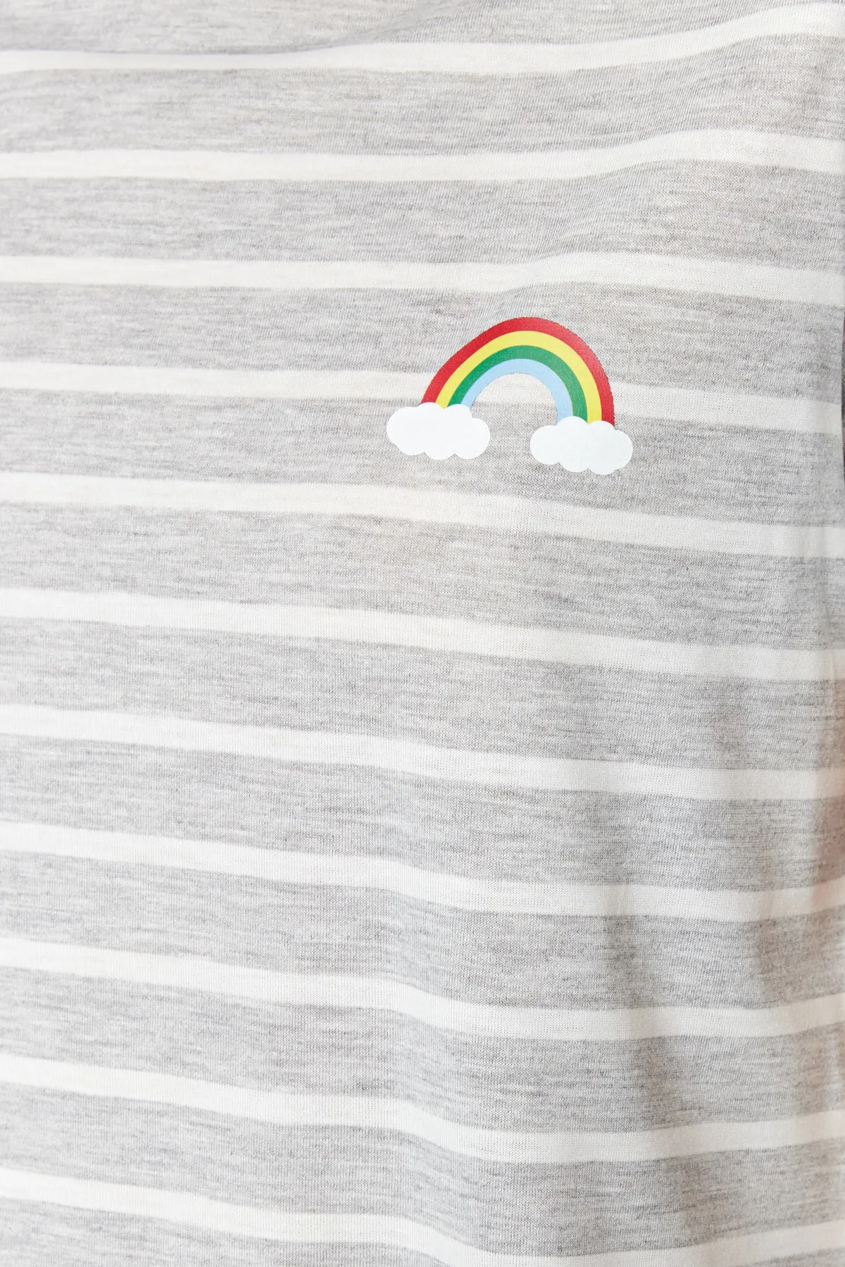 Trendyol Collection  Grau meliertes, mit Regenbogen bedrucktes T-Shirt-Shorts-Strick-Pyjama-Set THMSS20PT0230