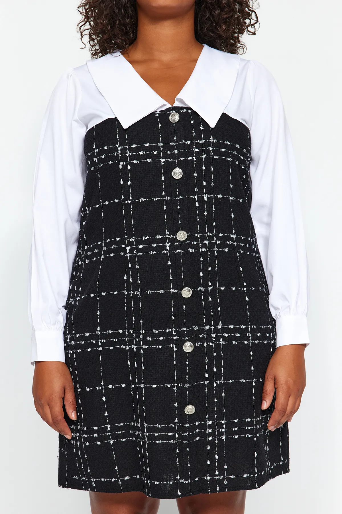 Trendyol Curve  Schwarzes Tweedkleid
