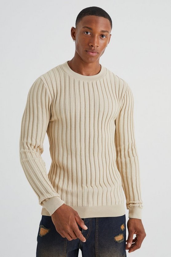 Langärmliger gerippter Muscle-Fit Pullover