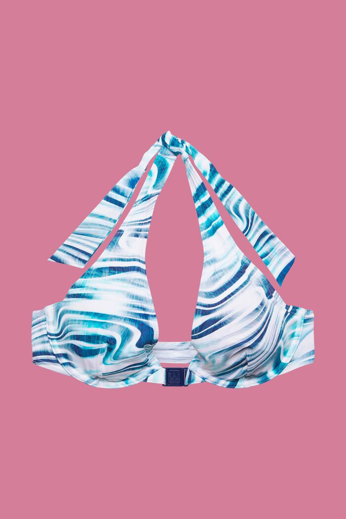 Neckholder-Bikinitop mit Bügel-Cups und Wellenprint