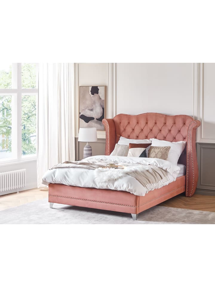 Beliani Doppelbett AYETTE in Rosa - (W) 185 x (H) 154 x (L) 215 cm günstig kaufen onesize