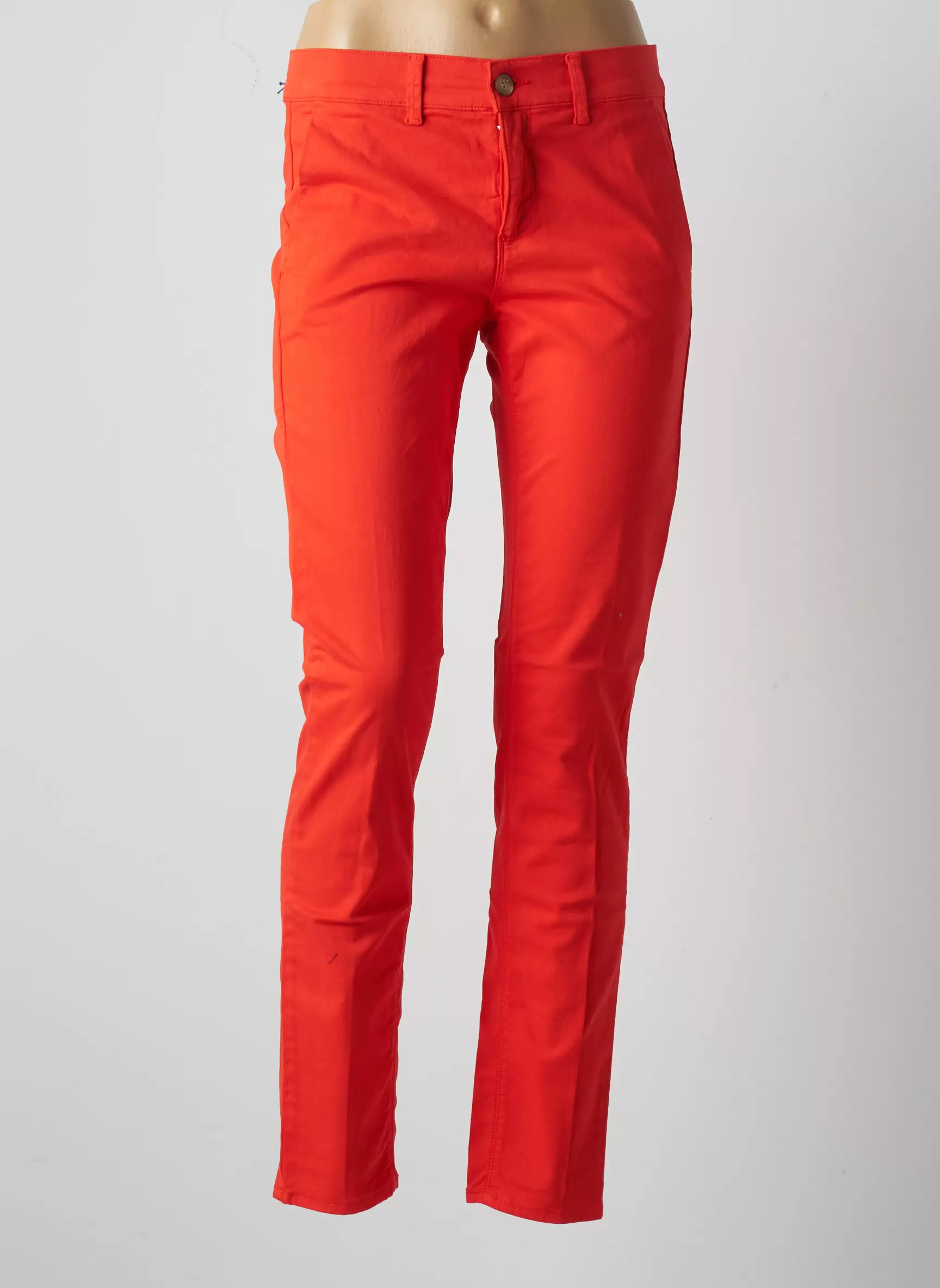 Happy Pantalons Chino Femme couleur orange