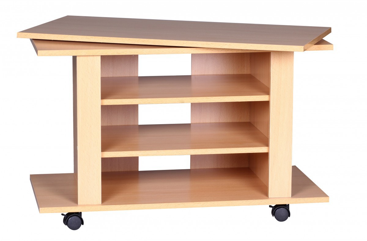 Wohnling TV HiFi Bank Buche Fernsehtisch drehbar & rollbar 75 x 38 x 51 cm