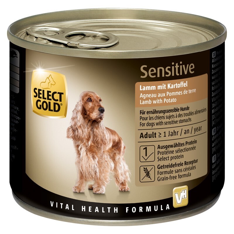 SELECT GOLD Hundenassfutter SELECT GOLD Sensitive Adult 6x200g Lamm mit Kartoffeln