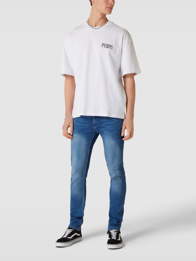 Slim Fit Jeans mit Label-Patch Modell 'Jet' in bleu