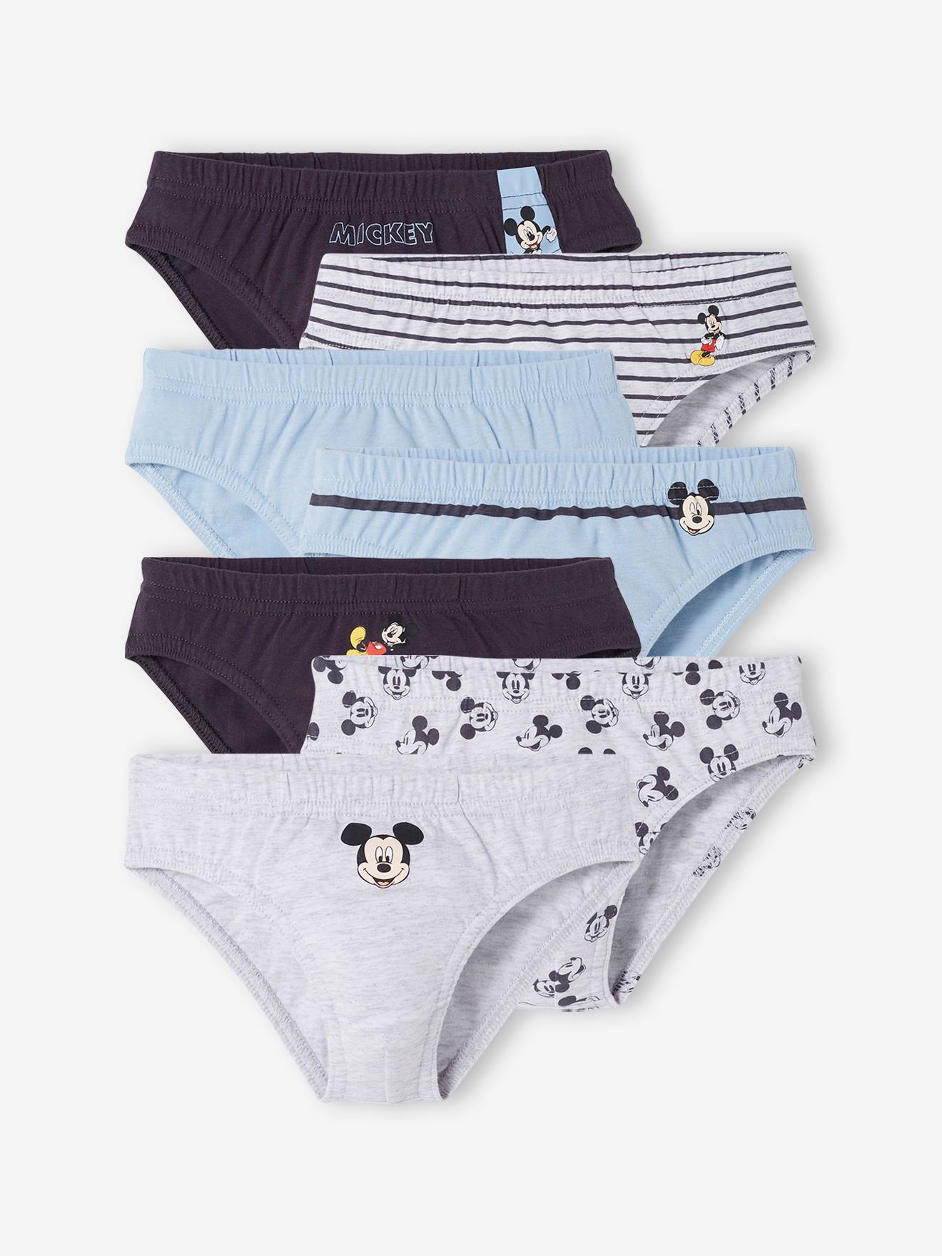 Lot de 7 slips DS® Mickey gris, gris chiné et bleu
