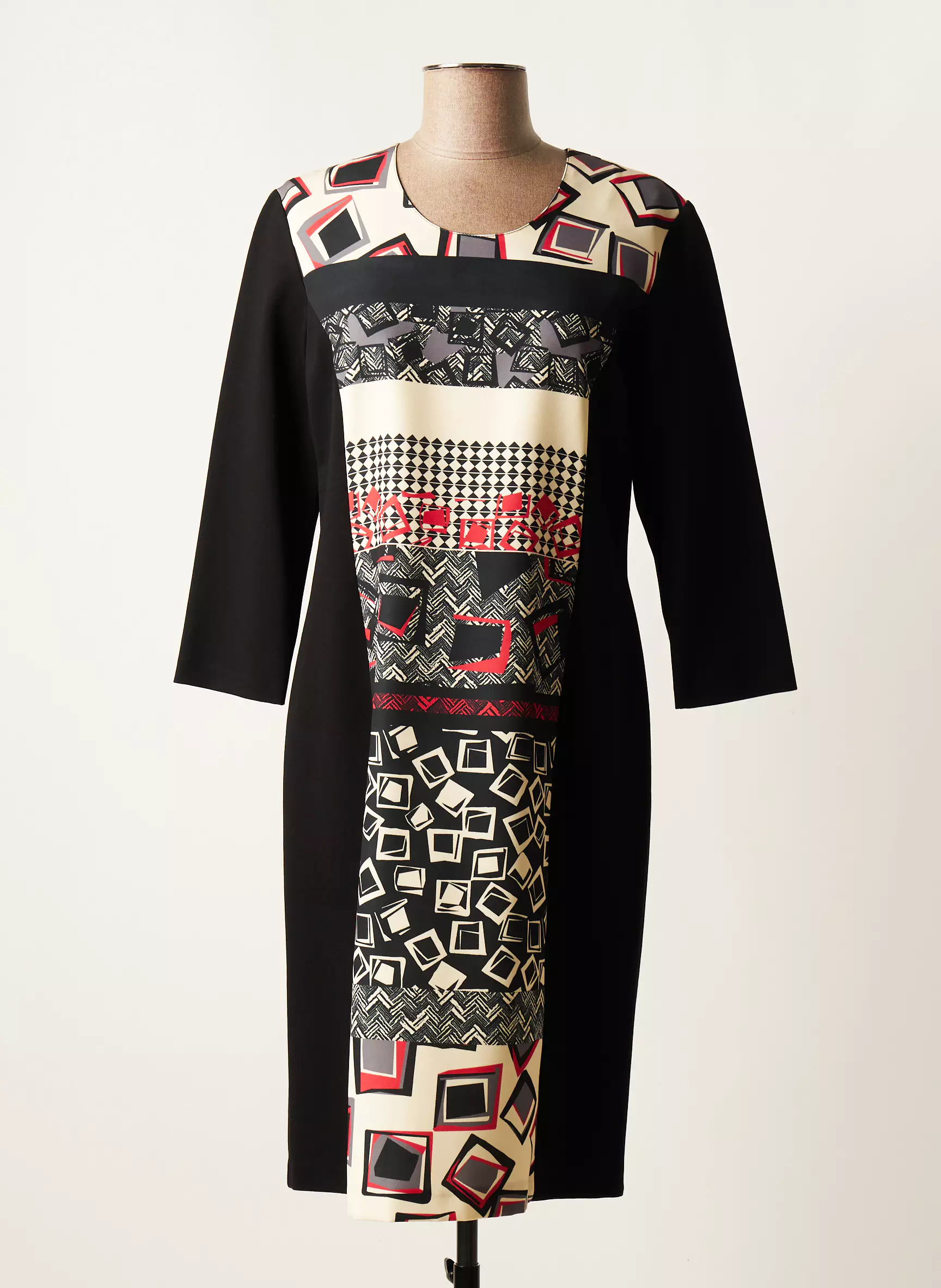 Gevana Robes Mi Longues Femme couleur noir