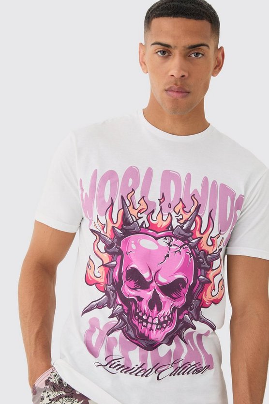 Loose Skull Flame Graphic T-shirt